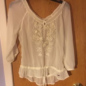 Hollister white, sheer shirt.